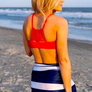 Athleta Macrame High Neck bikini top M NWT